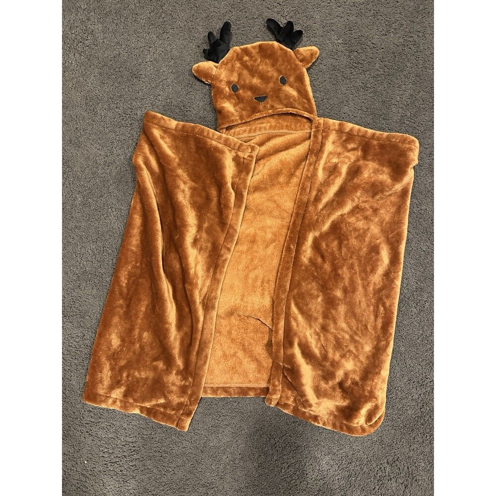 Kids Hooded Reindeer Blanket One Size